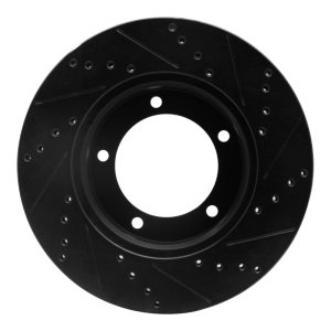 Lexus LX470 Brake Rotor (1) - Front Left - R1 Concepts - Drilled & Slotted - Black - `98-`07